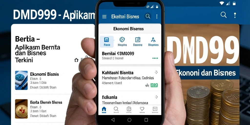 Tampilan antarmuka aplikasi DMD999 dengan berita ekonomi terbaru.