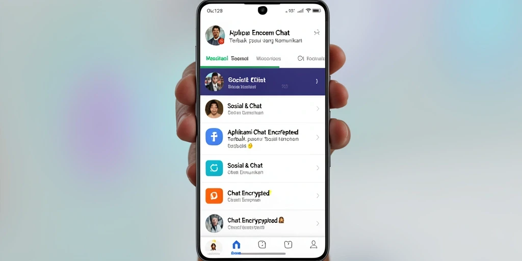 Tampilan antarmuka aplikasi OLX128 dengan fitur Chat Encrypted yang modern.