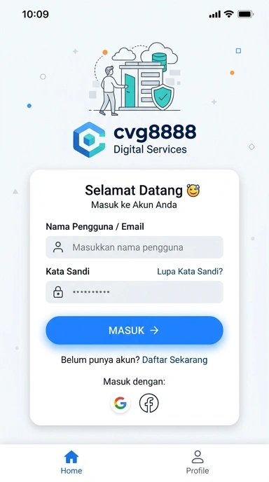 Tampilan halaman login cvg8888