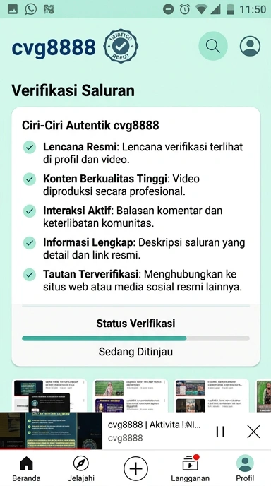 Tampilan kanal resmi cvg8888